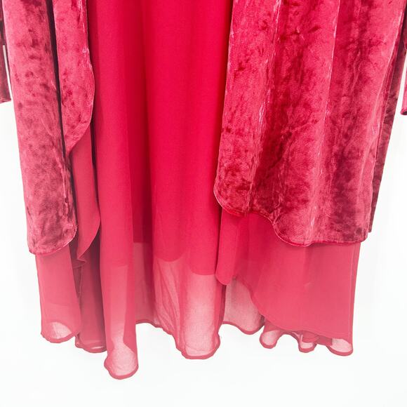 Torrid Romantic Layer Velvet Chiffon Mix Open Front Long Sleeve Kimono Size L - Picture 8 of 9